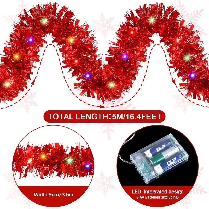 1PC 5M Hiasan Garland Natal Ta - Tinsel Garland Decoration ulasan dan harga